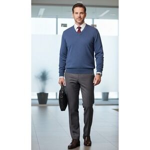 Jos A. Bank Traveler Blue Pima Cotton Sweater Vest‎ Professional Mens Size XL